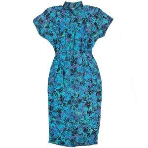 Vintage 80s Paquette Too! Funky Artsy Abstract Geometric Pleated Dress